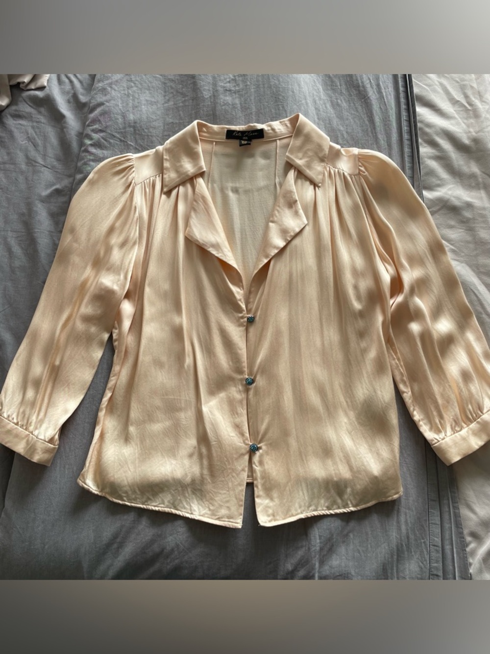 Zara Satin Button-Front Blouse